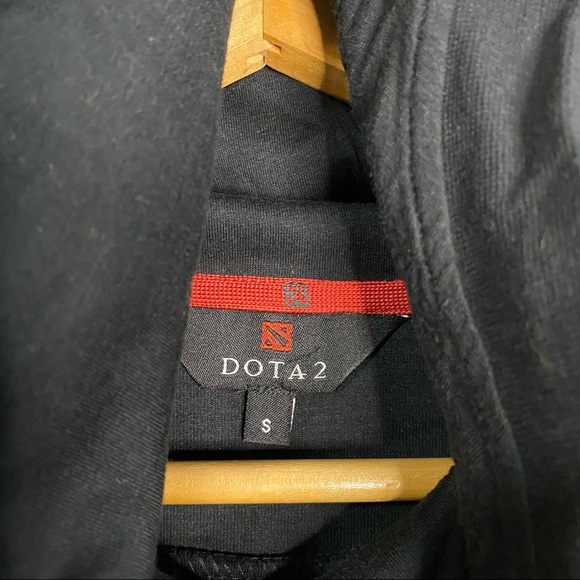 DOTA 2 Black Cowl Neck Hoodie Sweater Long Raglan Sleeves Thumb Holes Small - Picture 3 of 14